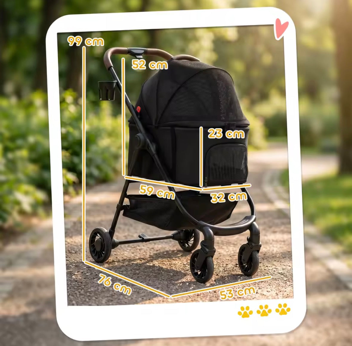 Poussette pour chien 3 en 1 pliable PawHut pour petit chien avec sac de transport