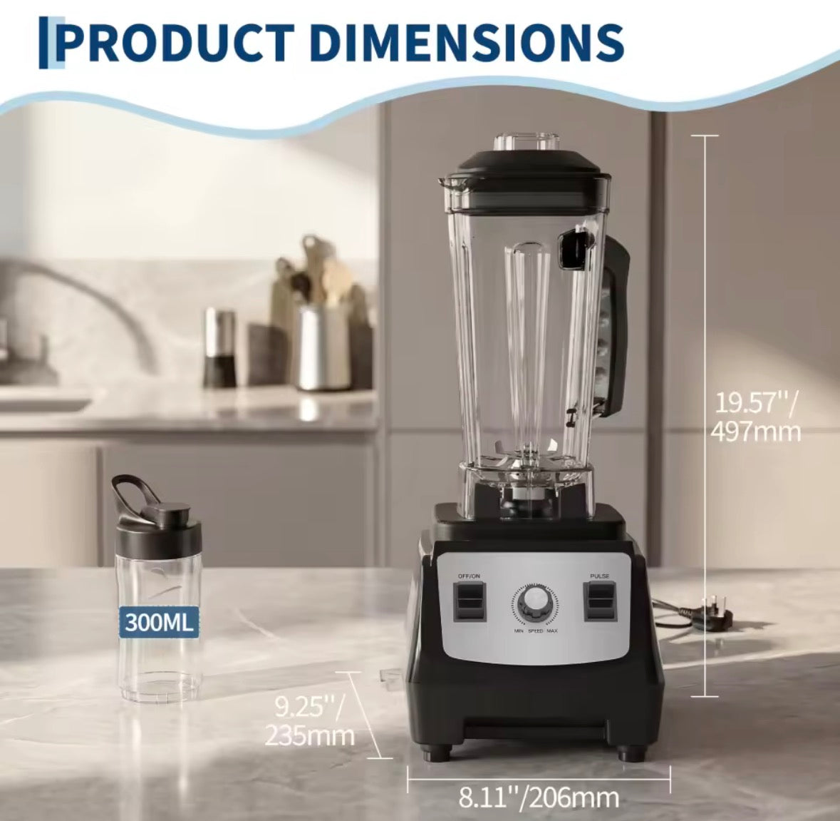 2200W High-Speed Blender – 28,000 RPM, 6-Blade Smoothie Maker with 300ml Tumbler & Stirring Rod