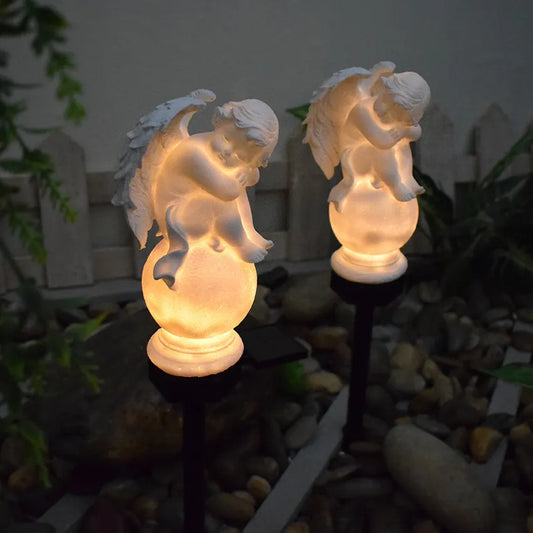 Luz solar de anjo para jardim