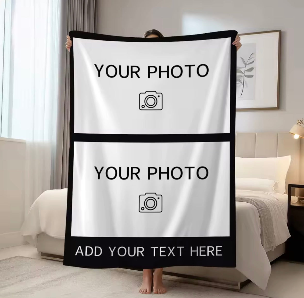 Personalised Photo Blanket – Custom Photos & Text ❤️�