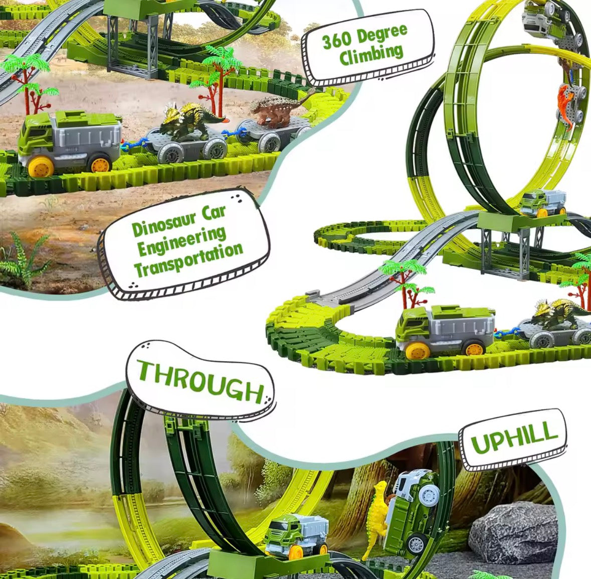 Dinosaur Electric Track Car Toy Set for Kids – Interactive Racing Track & Train Playset