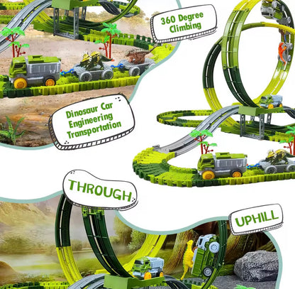Dinosaur Electric Track Car Toy Set for Kids – Interactive Racing Track & Train Playset