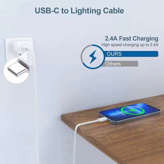 20W PD Lightning数据线 Type-C转Lightning快充线 MFi认证线 适用于iPhone 14 13 12 11 Pro Max XS Max XR 6 7 8