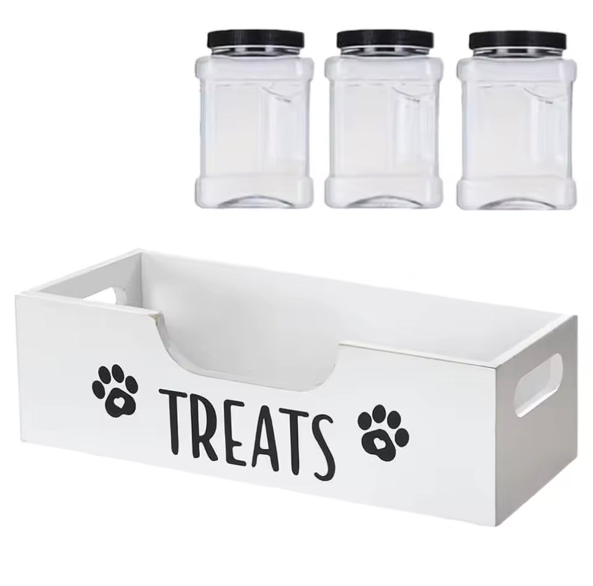 Lot de 3 récipients de stockage pour nourriture pour animaux, bocaux à friandises pour chat et chien avec support en bois, organisateur de stockage de snacks pour biscuits pour chien et friandises pour chat, NOUVEAU