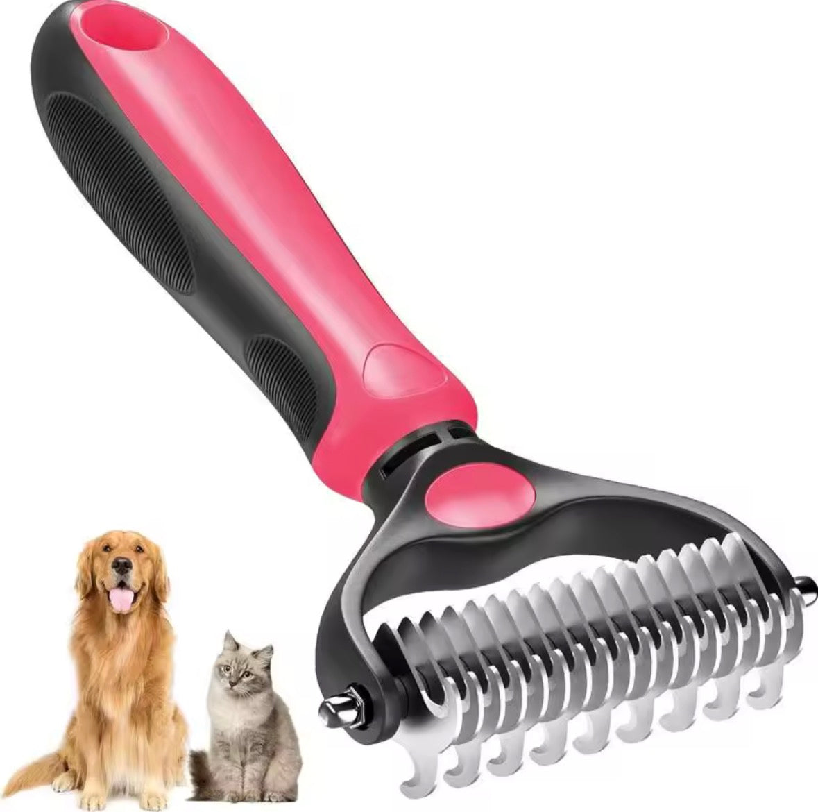 Brosse de démêlage 2 en 1 en acier inoxydable pour poils d'animaux