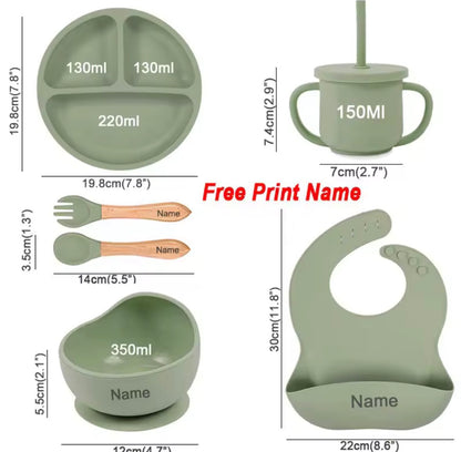 Personalised Baby Feeding Set – 6-Piece Silicone Tableware Set 🍼🍽️