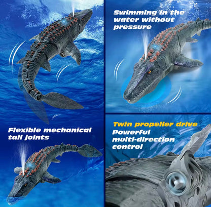 RC Mosasaurus Dinosaur Toy – Remote-Controlled Swimming Dinosaur with Lights & Water Spray