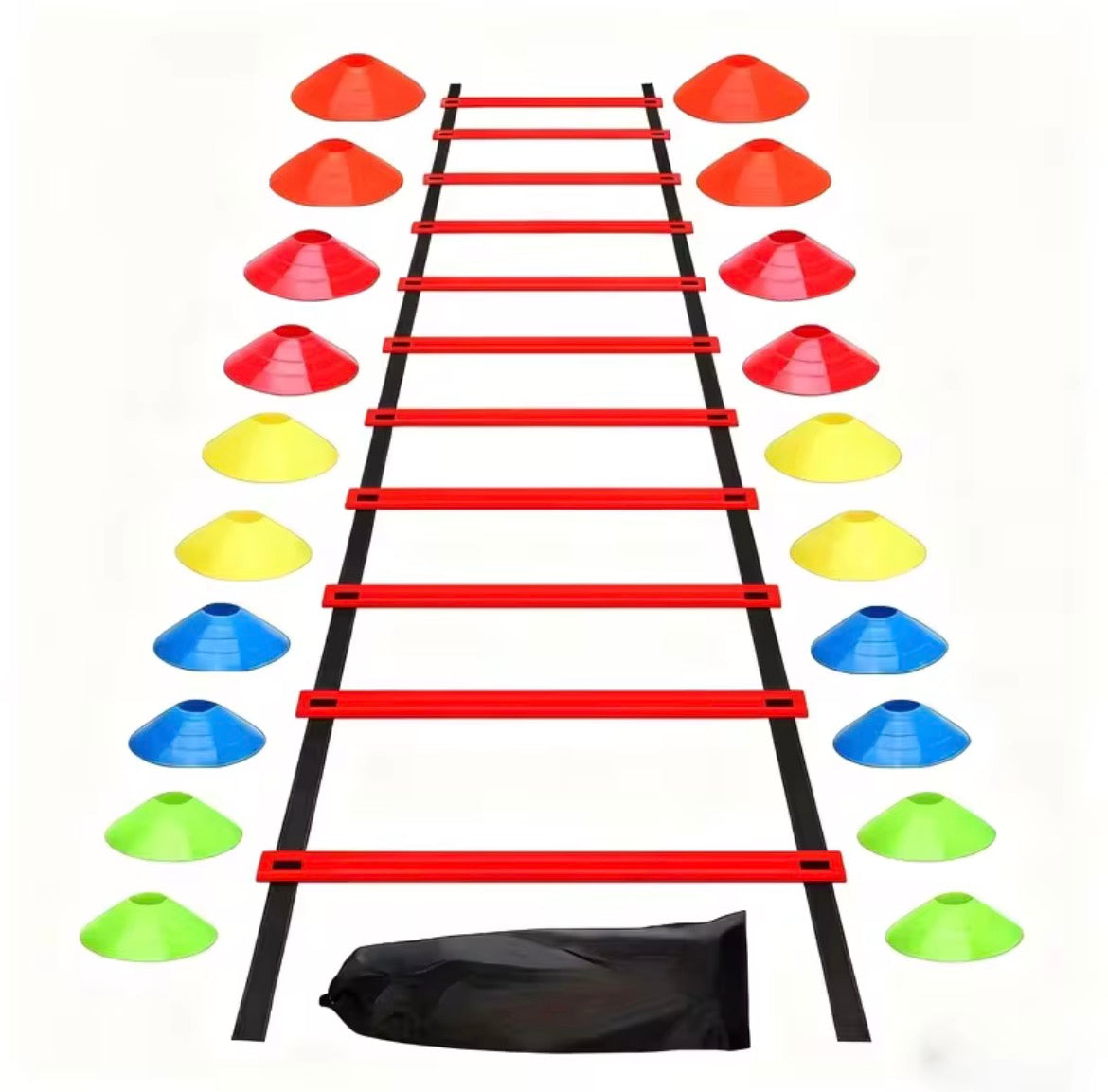 Football Agility Training Set Speed Ladder & Color Training Cones with Carry Storage Bag