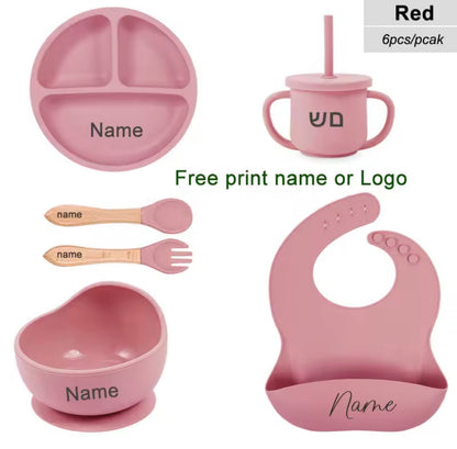 Personalised Baby Feeding Set – 6-Piece Silicone Tableware Set 🍼🍽️