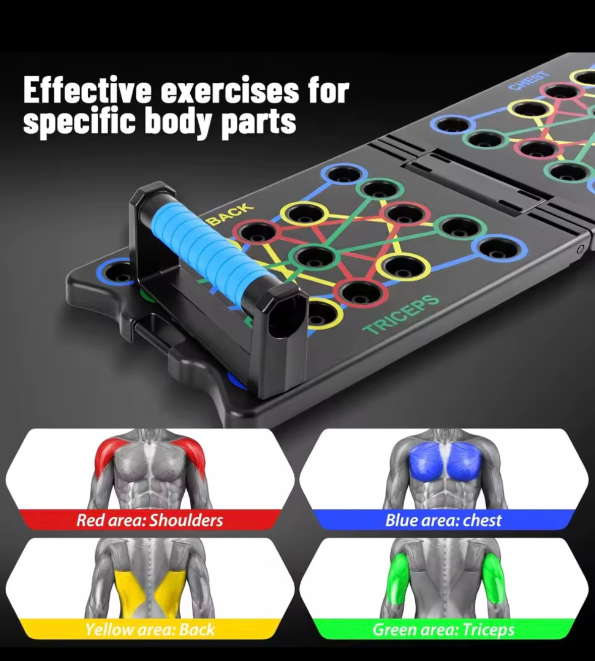 Tabla de flexiones multifuncional, equipo de entrenamiento de fuerza portátil 24 en 1, tabla de ejercicios para el hogar con bandas de resistencia, mangos y adhesivos antideslizantes, para ejercitar hombros, pecho, espalda y tríceps