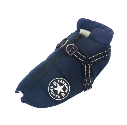 Gilet impermeabile e caldo per cani, abbigliamento invernale con pettorina integrata