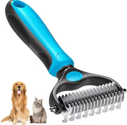 Brosse de démêlage 2 en 1 en acier inoxydable pour poils d'animaux