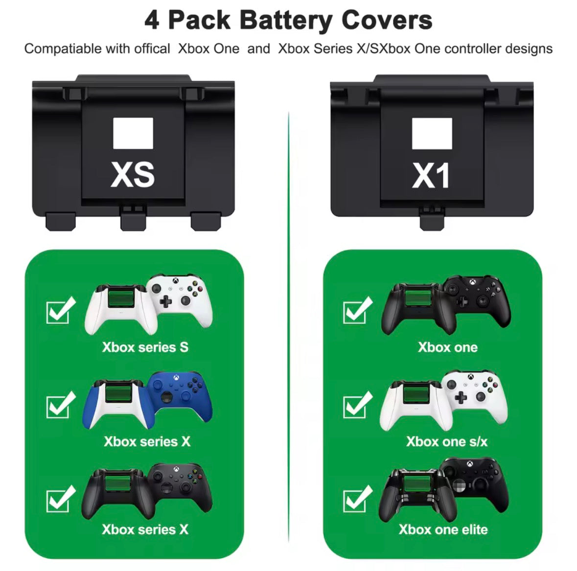 Bateria Recarregável BEBONCOOL B100 2*3600 MWh para XBOX ONE S/X e XBOX SERIES S/X com 4*Tampas de Bateria e Cabo de Carregamento