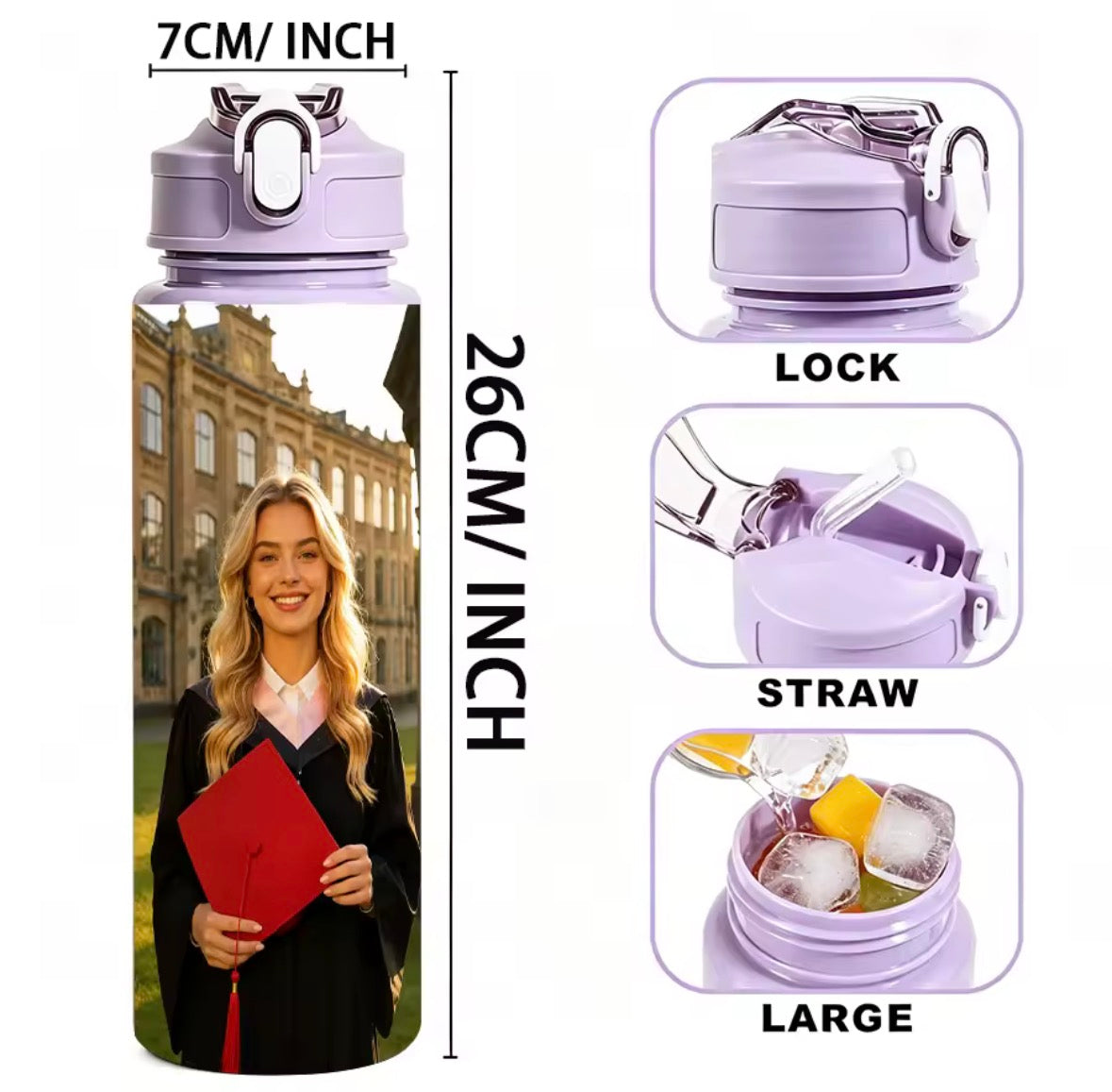 Personalised Water Bottle – Add Your Name, Photo or Logo! 💧✨
