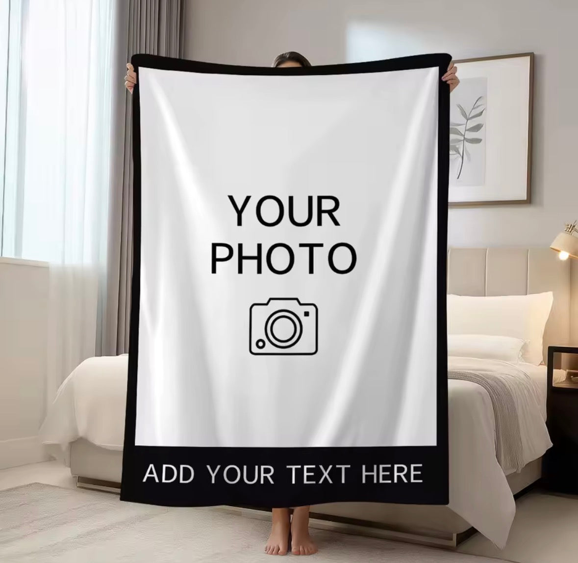 Personalised Photo Blanket – Custom Photos & Text ❤️�