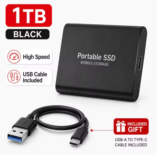 SSD externo de alta velocidad de 1TB 2TB 4TB, unidad de estado sólido portátil USB 3.0 tipo C para computadora portátil, Mac, PC y almacenamiento móvil