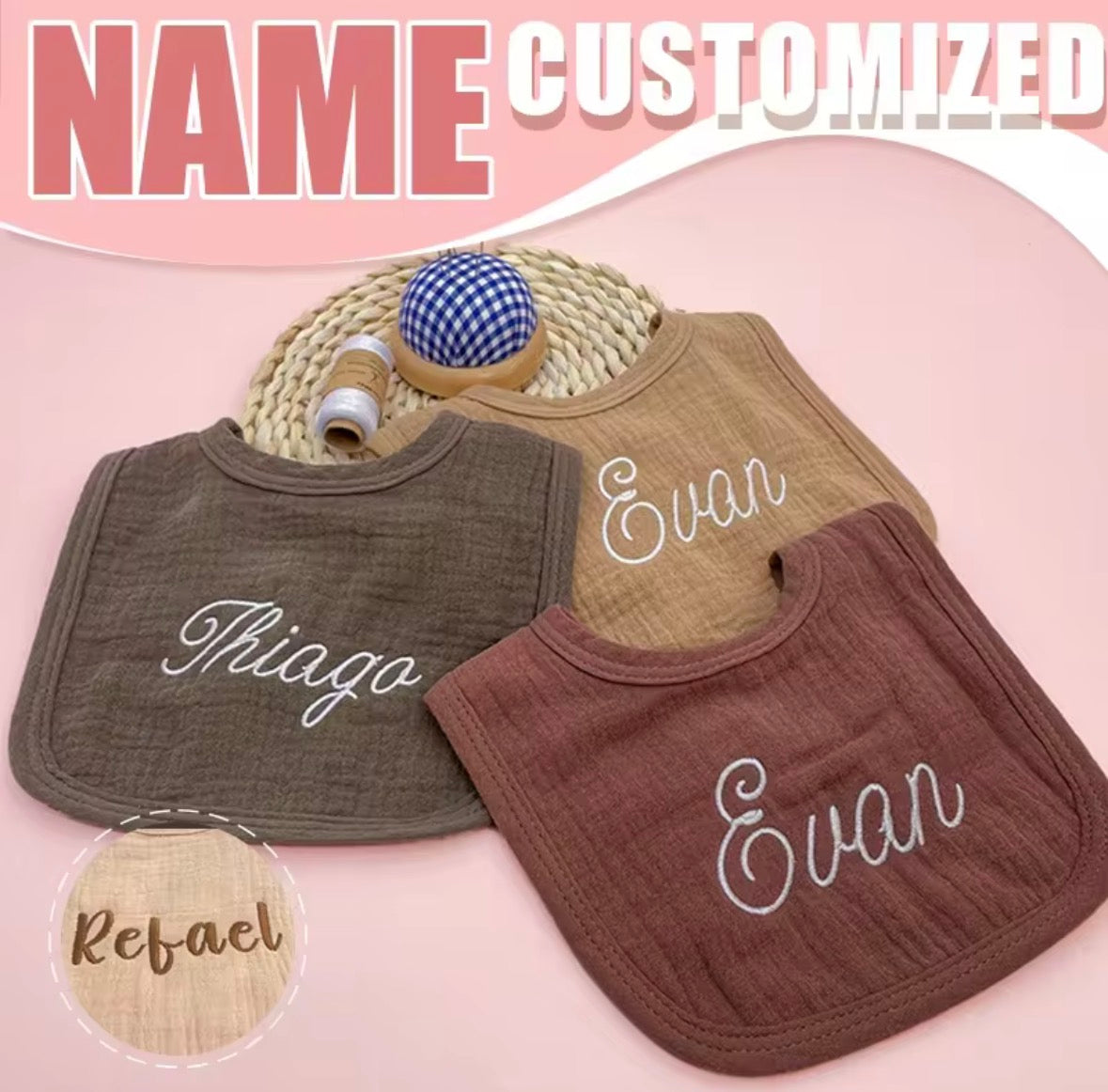 Personalised Pure Cotton Baby Towel – Custom Name Feeding Scarf 👶💕