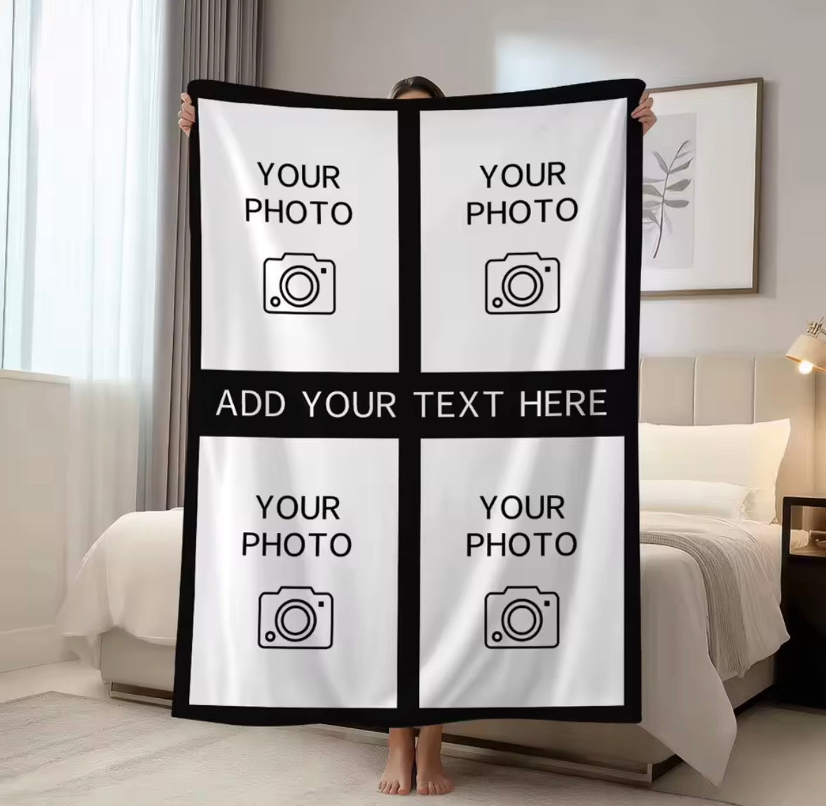 Personalised Photo Blanket – Custom Photos & Text ❤️�