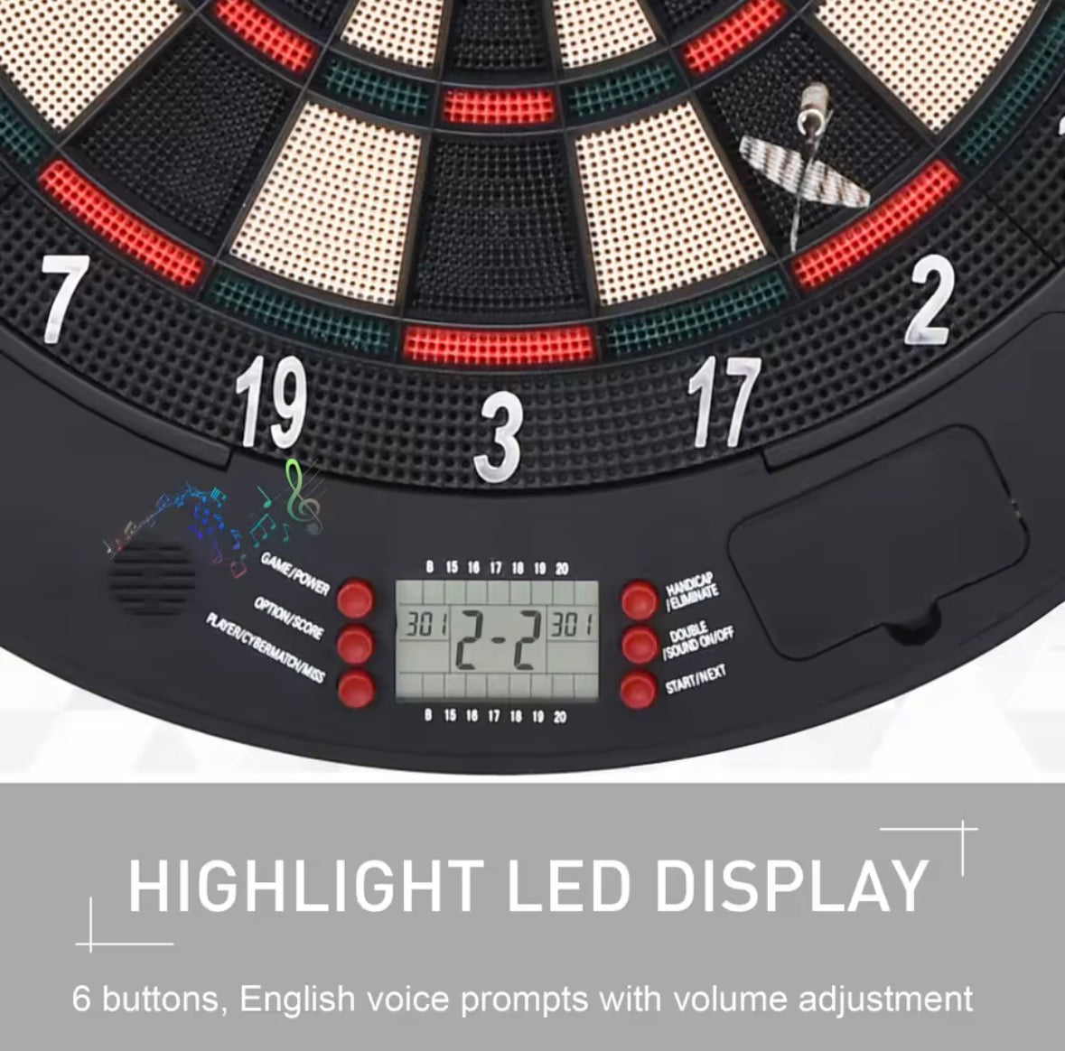 HOMCOM  Electronic Dartboard Set 26 Games and 185 Variations with 6 Darts