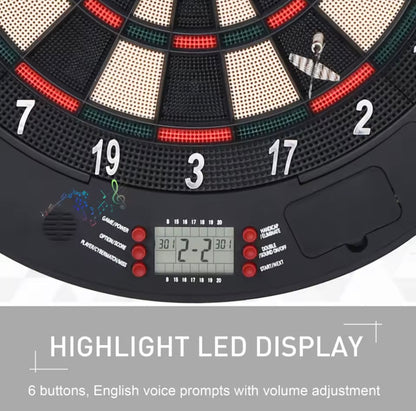 HOMCOM  Electronic Dartboard Set 26 Games and 185 Variations with 6 Darts