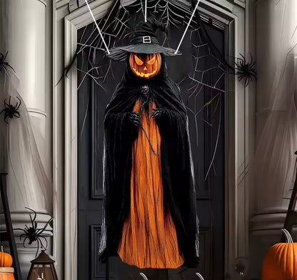 2D Halloween Horror Evil Pumpkin Man Hanging Background