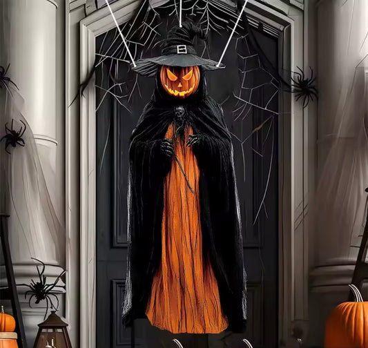 2D Halloween Horror Evil Pumpkin Man Hanging Background