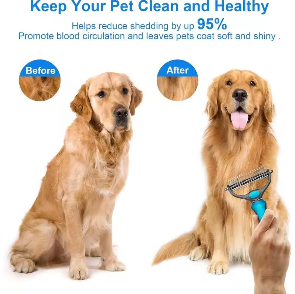 Brosse de démêlage 2 en 1 en acier inoxydable pour poils d'animaux