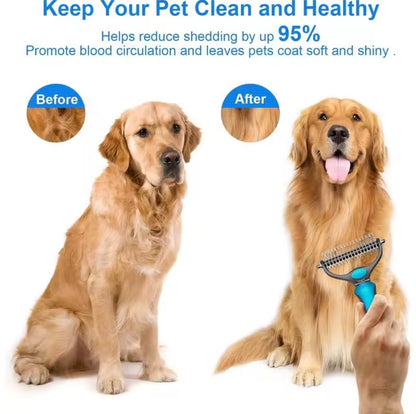 Brosse de démêlage 2 en 1 en acier inoxydable pour poils d'animaux