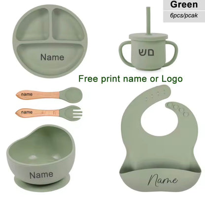 Personalised Baby Feeding Set – 6-Piece Silicone Tableware Set 🍼🍽️