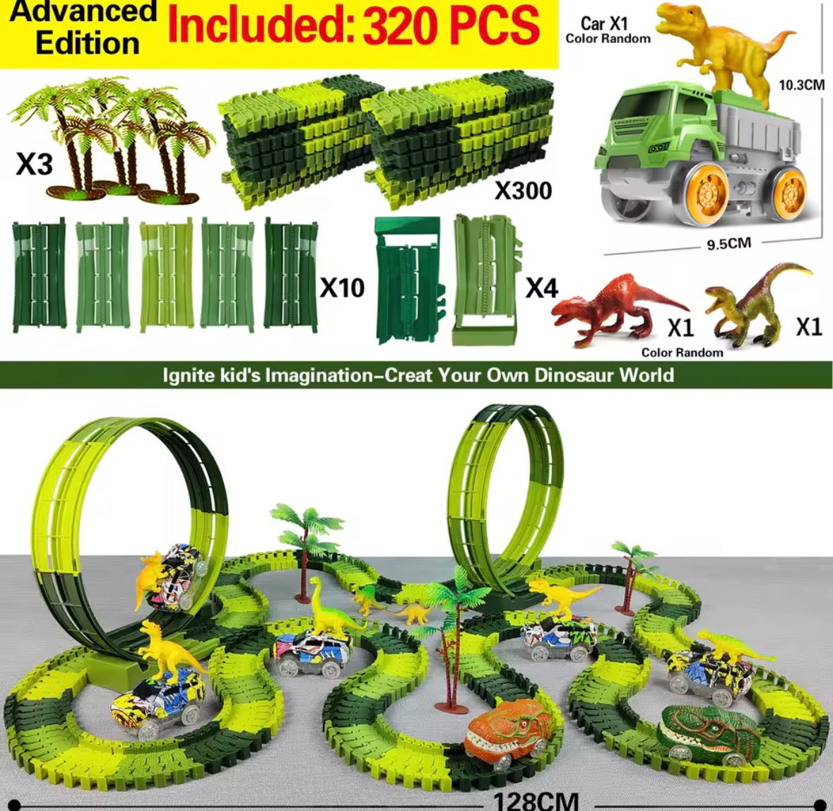 Dinosaur Electric Track Car Toy Set for Kids – Interactive Racing Track & Train Playset