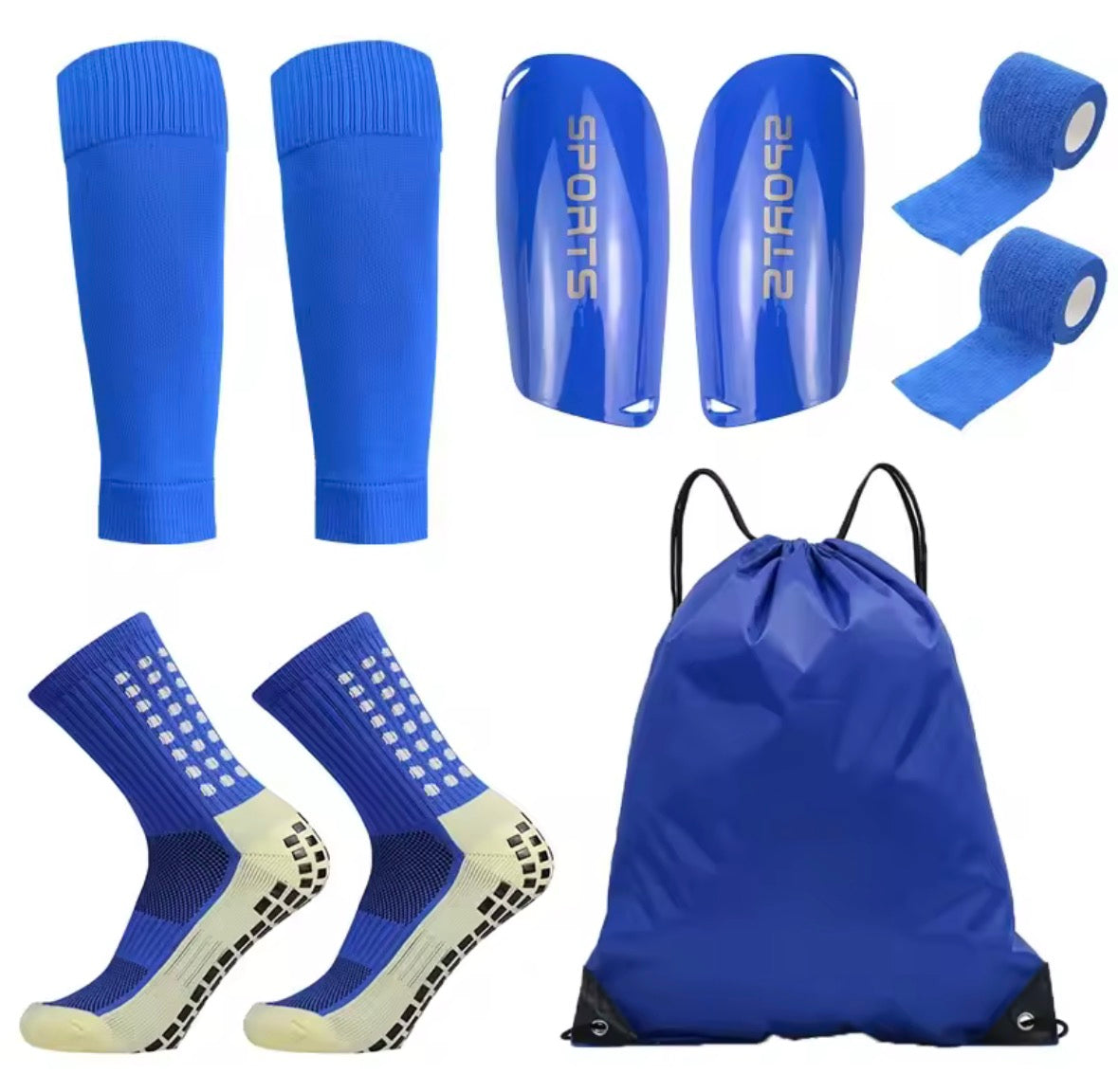 5-Piece Football Accessories Set – Grip Socks, Shin Pads, Leg Sleeves & Training Essentials