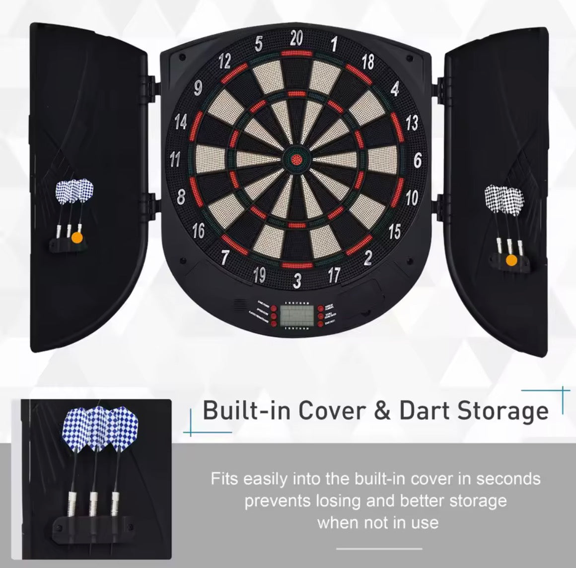 HOMCOM  Electronic Dartboard Set 26 Games and 185 Variations with 6 Darts