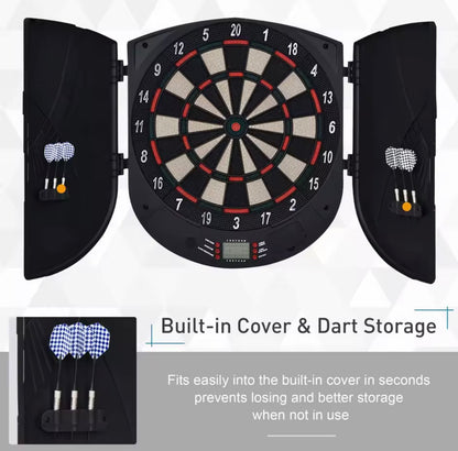 HOMCOM  Electronic Dartboard Set 26 Games and 185 Variations with 6 Darts