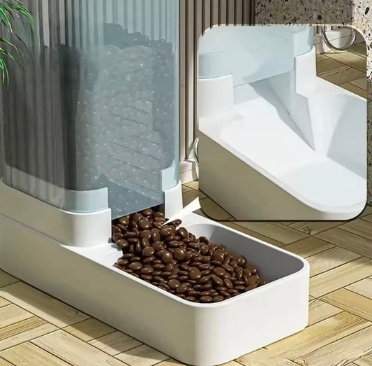 Automatischer Futter-/Wasserspender für Hunde, Set aus Kunststoff-Futter- und Wasserspender mit Schwerkraftsystem