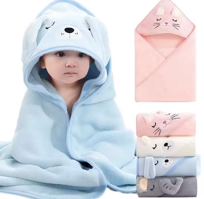 Personalised Hooded Baby Bath Towel – Cute Cartoon Animal Design 🐻🛁