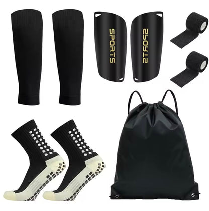 5-Piece Football Accessories Set – Grip Socks, Shin Pads, Leg Sleeves & Training Essentials