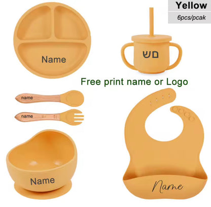 Personalised Baby Feeding Set – 6-Piece Silicone Tableware Set 🍼🍽️