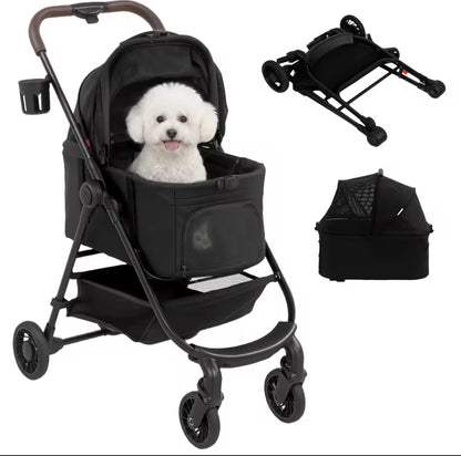 Poussette pour chien 3 en 1 pliable PawHut pour petit chien avec sac de transport