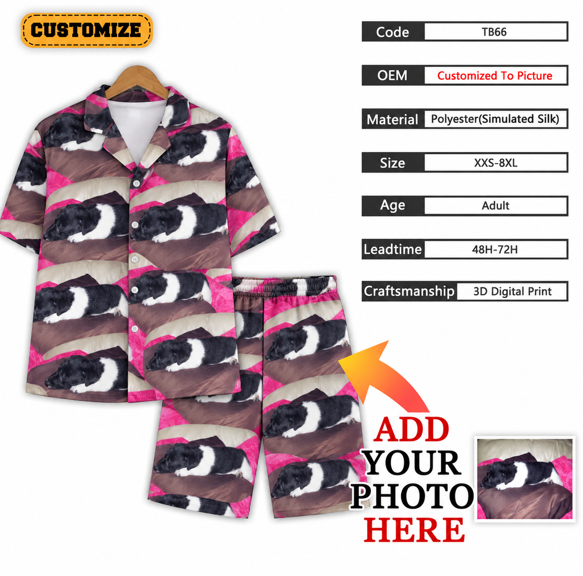 Personalised Pyjama Set – Custom Photo Shirt & Trousers