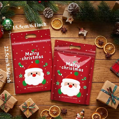 50-Pack Christmas Resealable Gift Bags with Handles – Clear Festive Treat & Sweet Bags