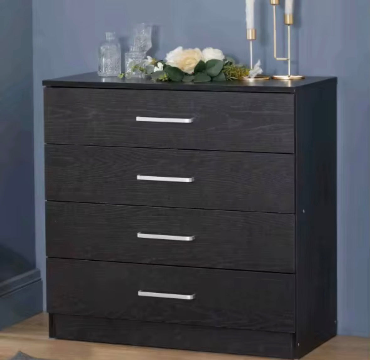 4-Drawer Fabric Storage Chest with Wooden Frame – Vertical Bedroom Dresser & Organiser