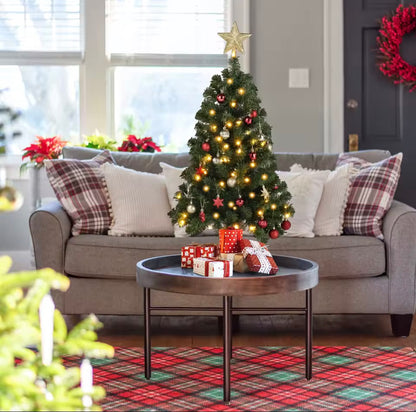 3.1ft Pre-Lit Christmas Tree with Warm White LED Lights & Star Topper