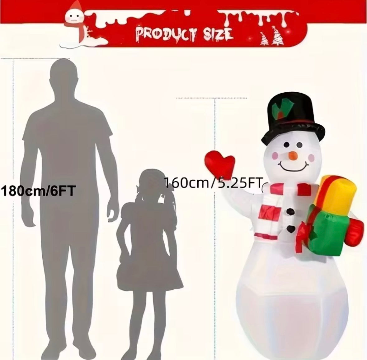 Inflatable Christmas Snowman Holding Gift Box – Outdoor Garden & Yard Decoration