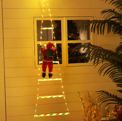 Santa Claus Ladder Christmas Lights – Festive Window, Garden & Home Decoration