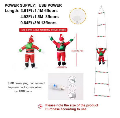 Santa Claus Ladder Christmas Lights – Festive Window, Garden & Home Decoration