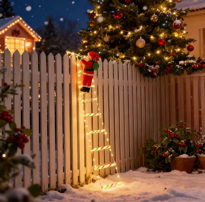 Santa Claus Ladder Christmas Lights – Festive Window, Garden & Home Decoration