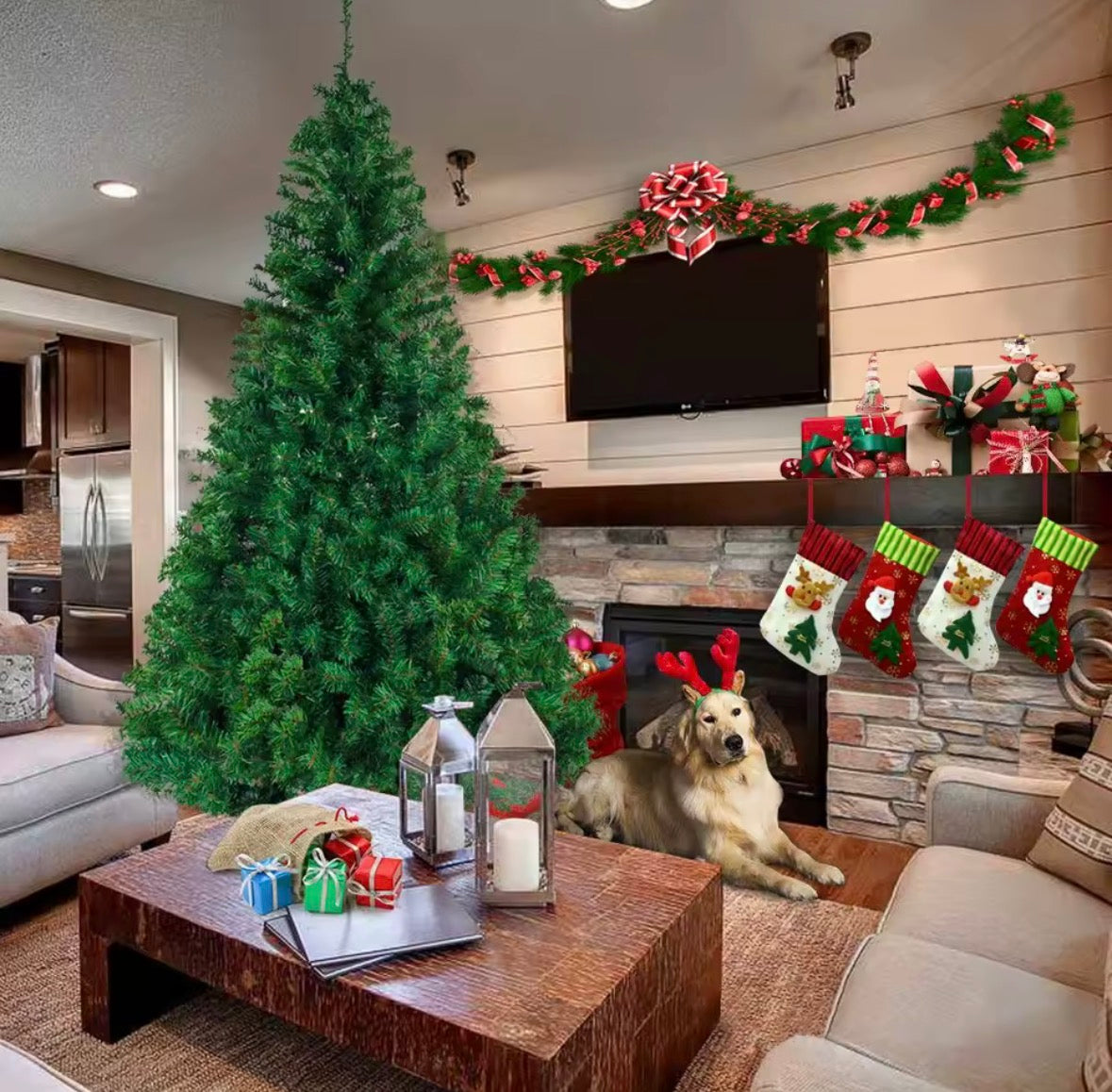 7ft Premium Artificial Christmas Tree – 1100 Realistic PVC Branch Tips with Heavy-Duty Metal Stand