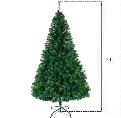 7ft Premium Artificial Christmas Tree – 1100 Realistic PVC Branch Tips with Heavy-Duty Metal Stand