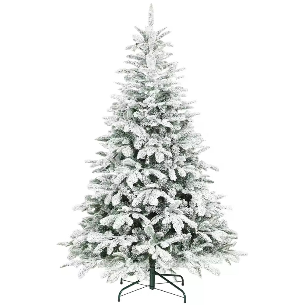 HOMCOM 6ft Flocked Artificial Christmas Tree – 1182 Hinged Branch Tips with Snowy Finish