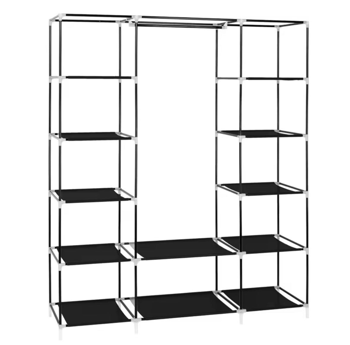 Extra Large 69-Inch Portable Wardrobe – 12-Tier Clothes Storage Rack with Hanging Rail, Foldable Fabric Closet